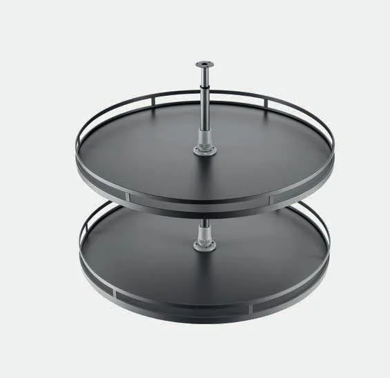 Swivel Carousel Basket Dark Grey Storage Rack Kitchen Cabinet Accessories