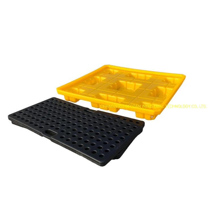 4 Drums Heavy Duty Oil Chemical Anti-Spill Detachable Plastic Pallet with Factory Price for Sale