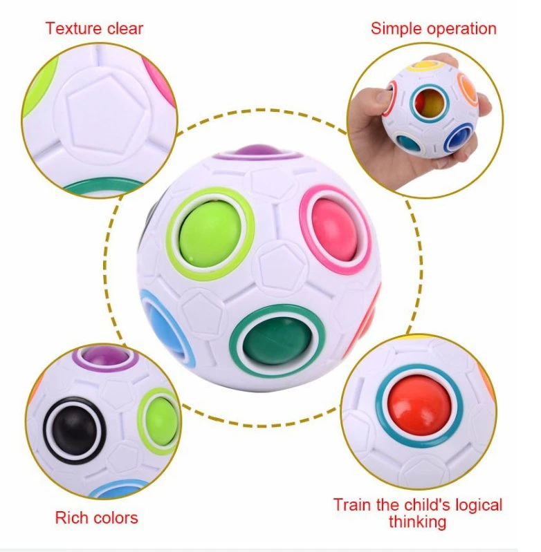 Creative Rainbow Football Ball Magic Cube 12 Holes Intelligent Fidget Toy Kids Puzzle Magic Puzzle Interest Stress Reliever Rainbow Magic Ball Fun Cube Fidget