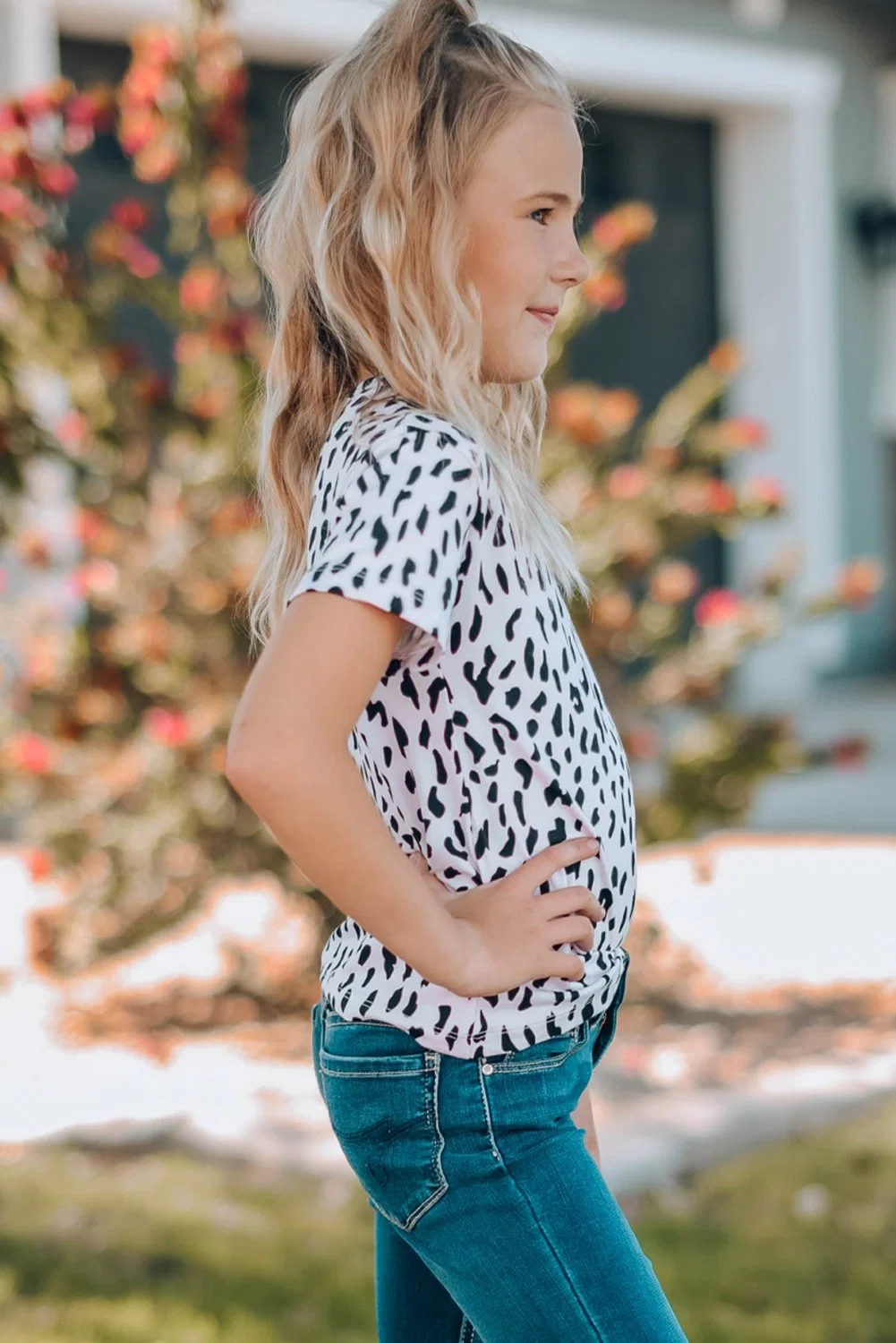 Stockpapa Tee-shirt pour filles à imprimé léopard, joli et bon marché.