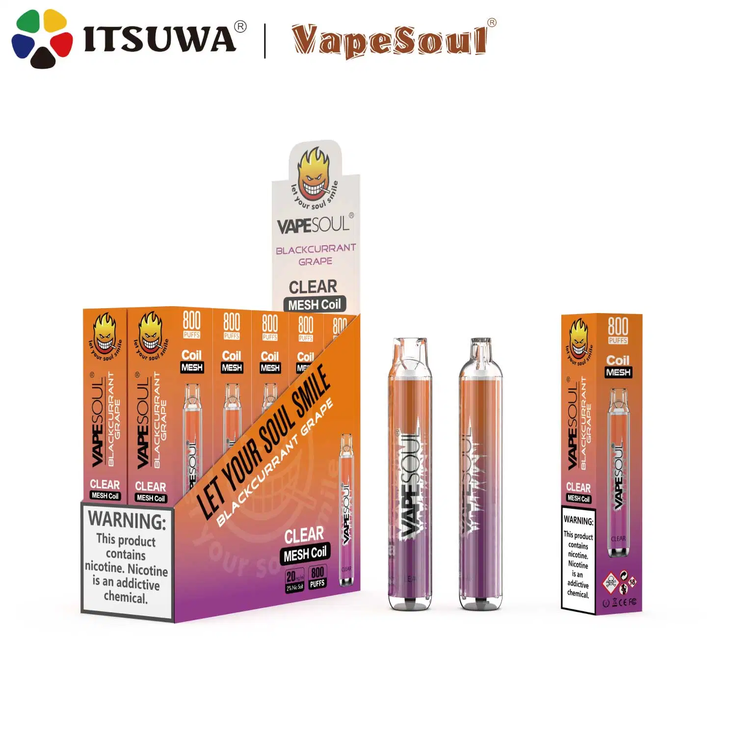 Vapesoul 800 bouffées TPD vaporisateur jetable vapeur de cigarette OEM Dispositif VAPE