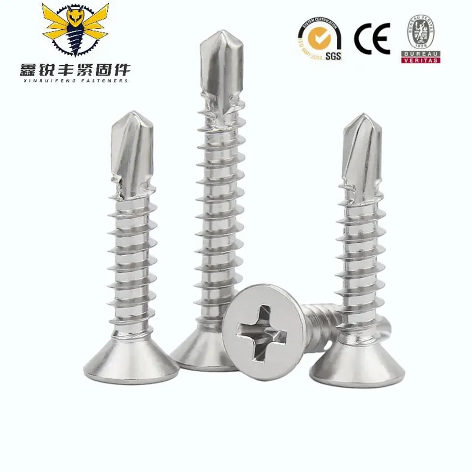 Self Drilling Tek Screws A2 (304) Stainless Steel Countersunk Head M3.9-M5.5 Material - A2 Stainless Steel Finish - A2 Stainless Steel Head Type