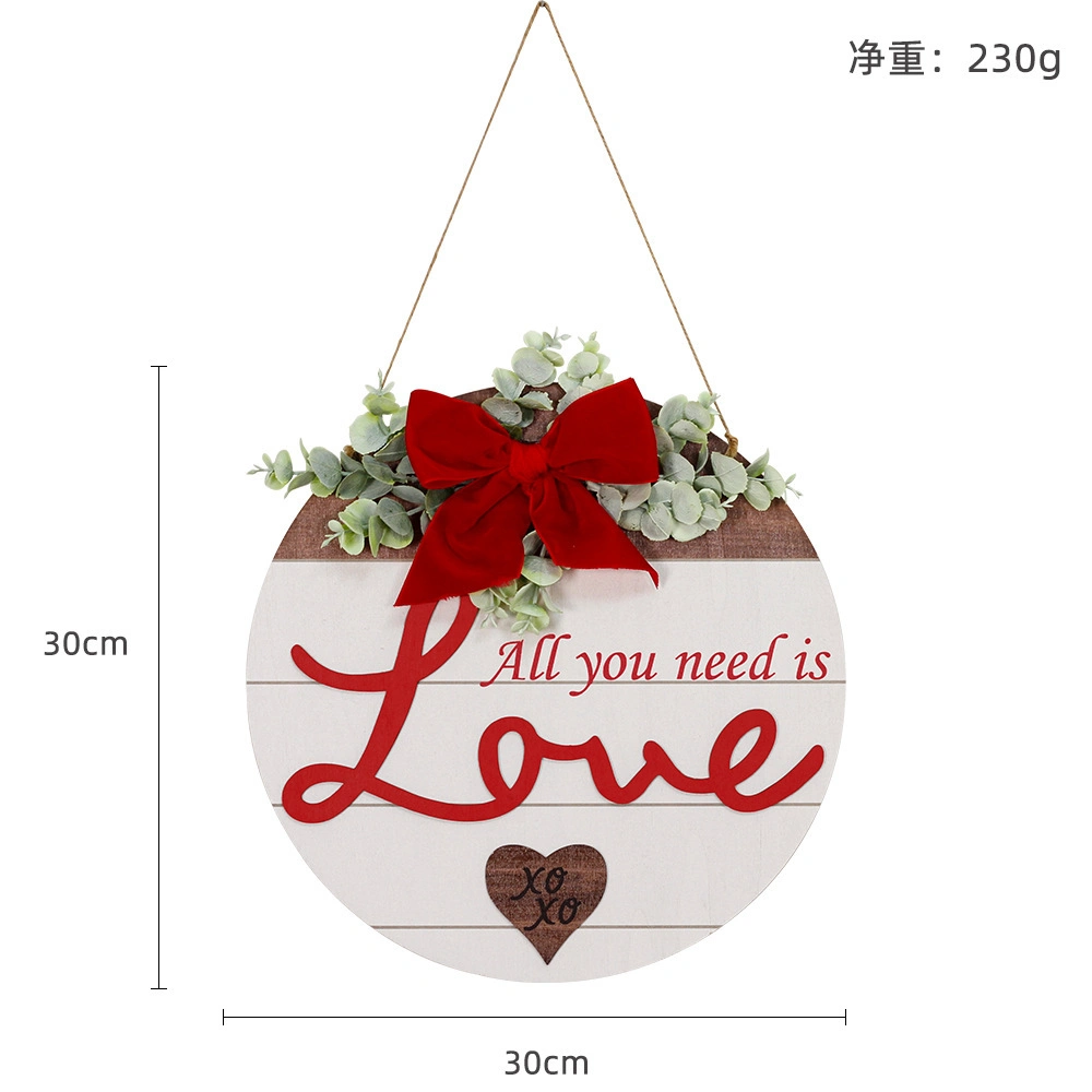 Valentine's Day Love Bow Wooden Hanging Sing for Wall Door