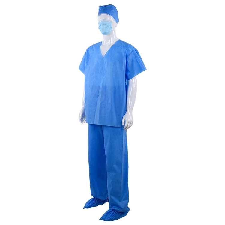 Medical Nonwoven matorral desechables se adapte a Camiseta Cuello V con mangas cortas