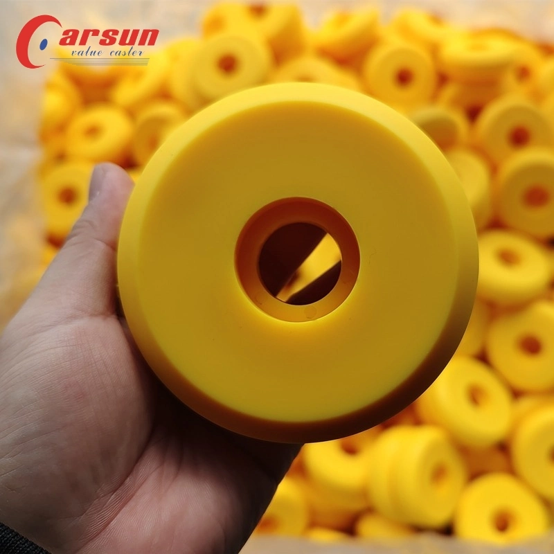 Carsun moyen solide en plastique 100mm PU polyuréthane jaune de 4 pouces de roue avec roulement de roue