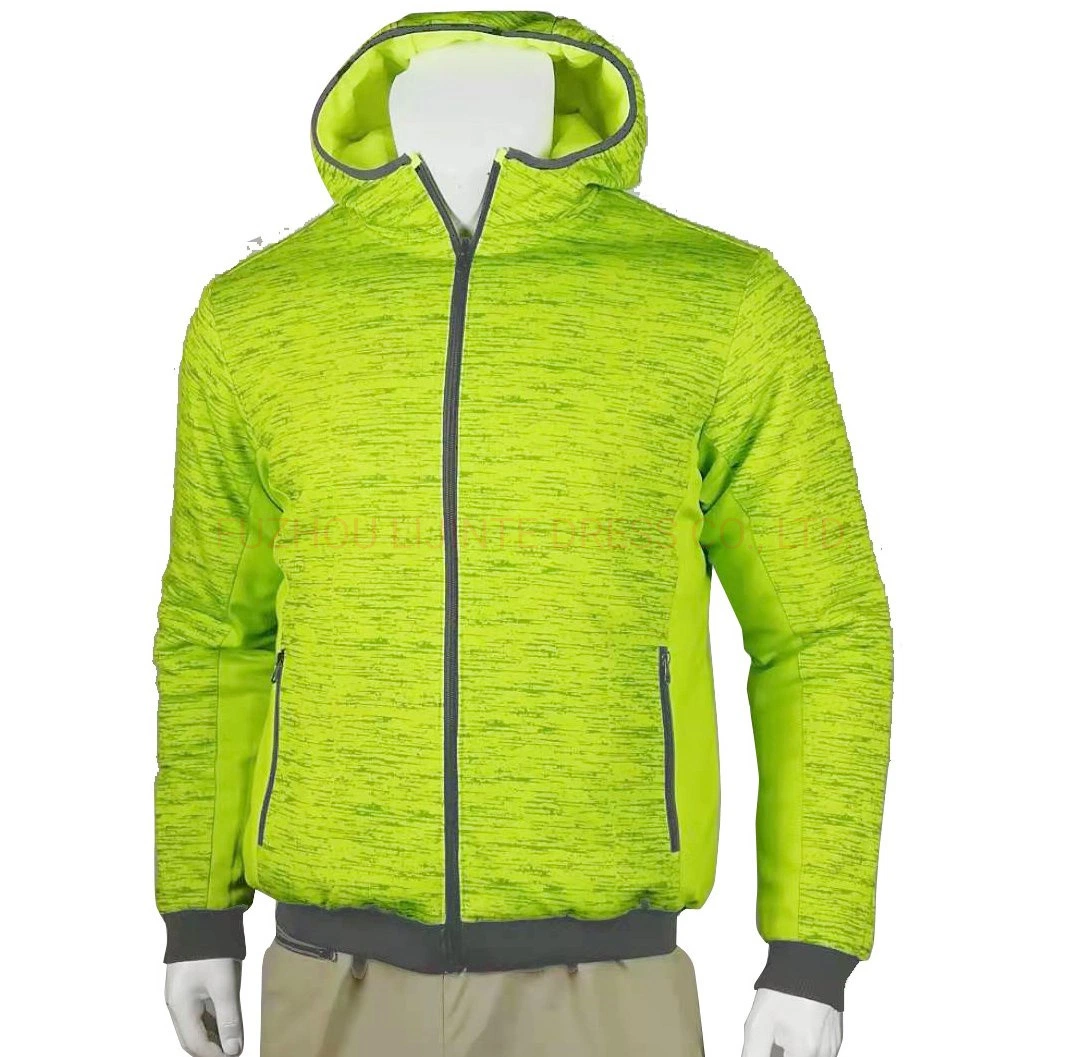 Fluorescent Yellow 2 Sides Used Cationic Fabric Men Outdoor Clothing Jacket