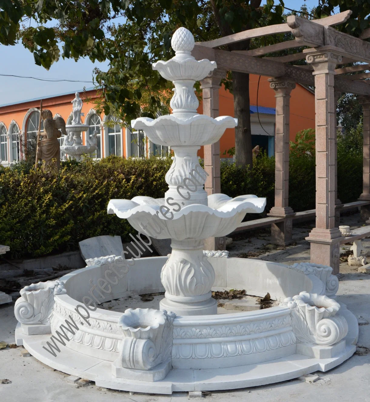 3 Three Tier Carved Stone Marble Water Fountain for Garden Decoration (SY-F363)