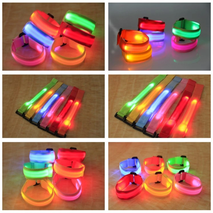 cadeau de promotion de la sécurité en Nylon de l'exécution d'avertissement Bougies LED de couleur de la bande Bracelet Bracelet Sport