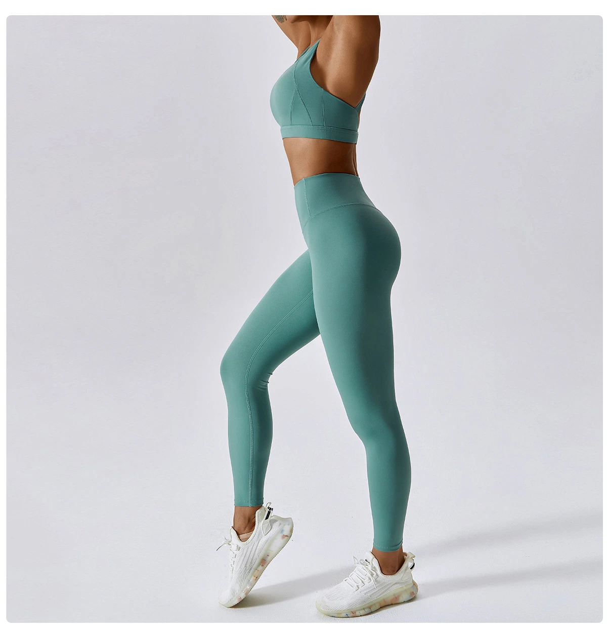 Djmc mujeres sujetador deportivo Top de color sólido transpirable leggings de gimnasio Entrenamiento de fitness conjunto de yoga para mujer Sportswear