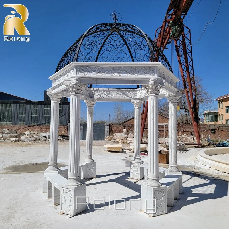 Diseño moderno jardín de piedra de mármol de la naturaleza Gazebo proveedor chino