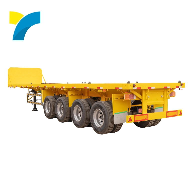 Domi 3 Axles 40ton 20FT Low Price Flat Bed Container 40FT Flatbed Semi Tractor Trailer Dimensions