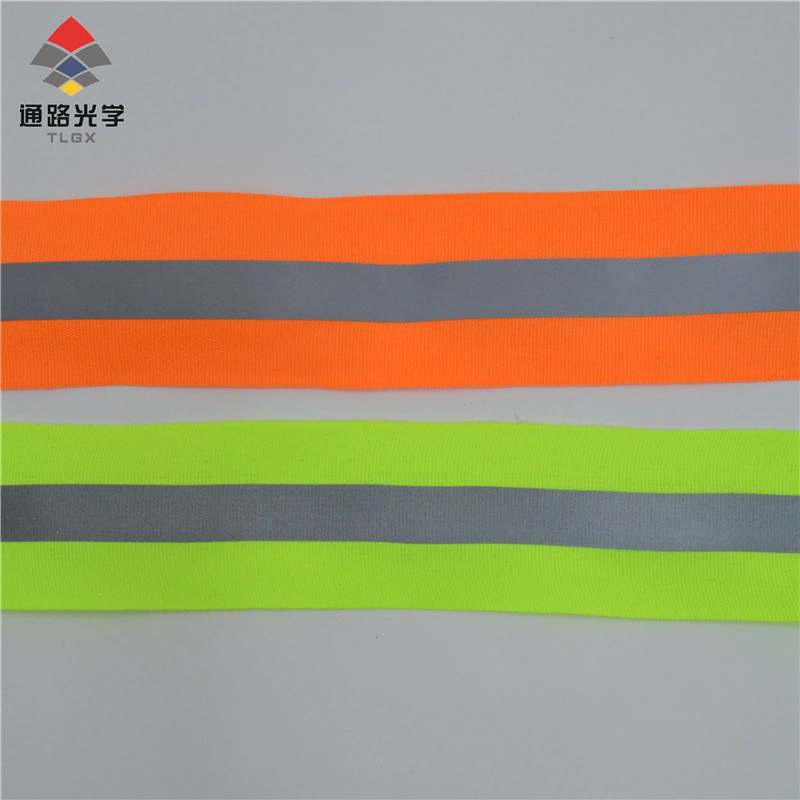 Hochwertige Vorsicht Webbing Custom Elastic Coated Webbing Fluoreszierendes Polyester Reflektierender Riemen