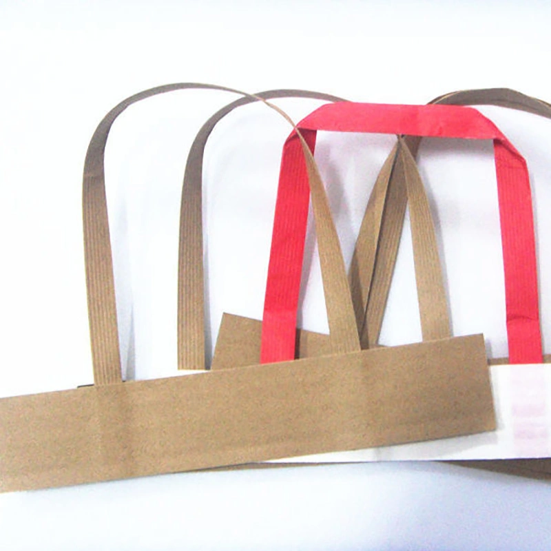 Custom Paper Rope Handle Brown Red Colors Twisted Rope Bag Handles