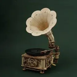 Robotime Lkb01 Gramophone 3D DIY HandMade собранный деревянный пильный пазл Детей