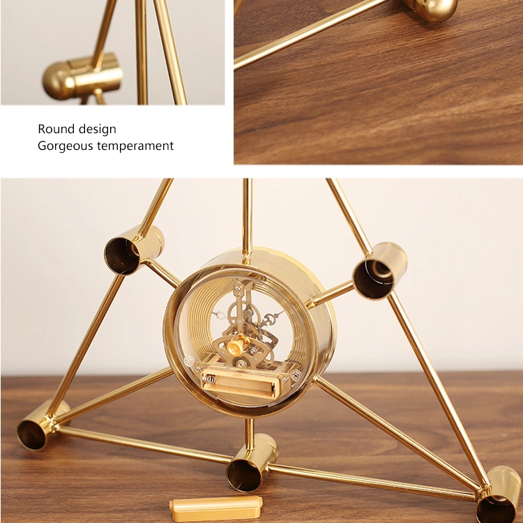 European Home Decor Creative Geometric Decoration Desk Table Mute Movement Iron Clock