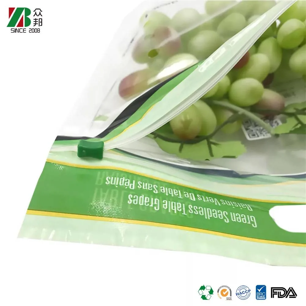 Customize Printed Anti-fog CPP Fresh Fruit Vegetable Packing Bag With Slider Zipper