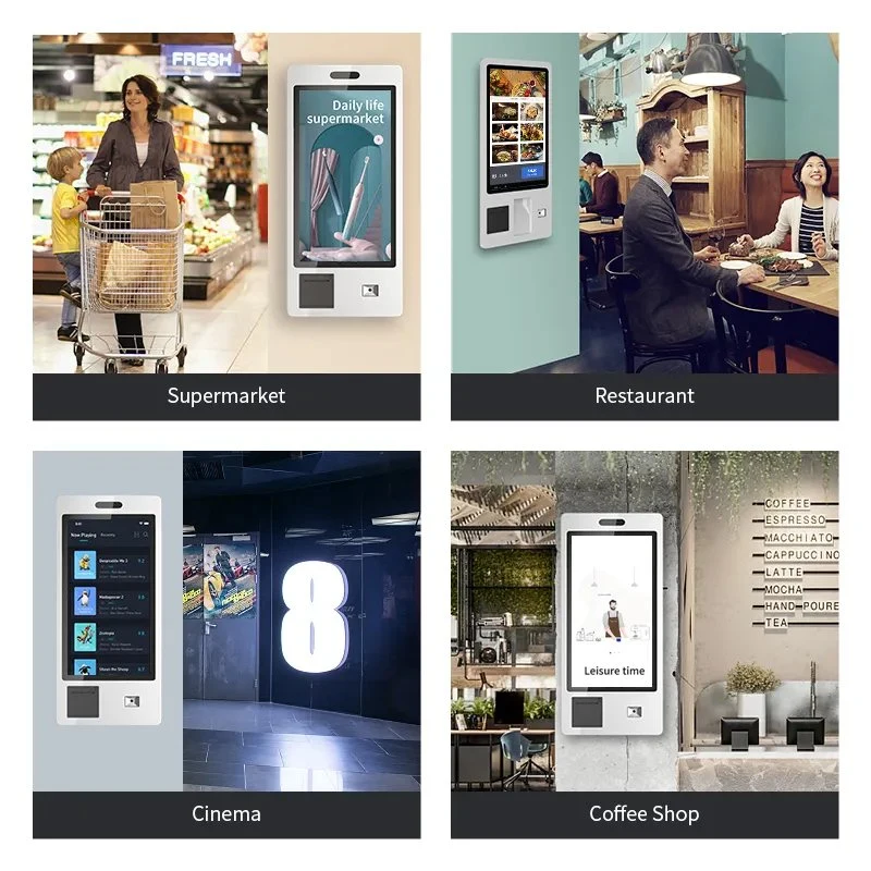 Quiosco de autoservicio supermercado 24 27 32 Pulgadas de pantalla LCD Full HD de TPV Terminal de pago quiosco Restaurante de la Impresora Térmica