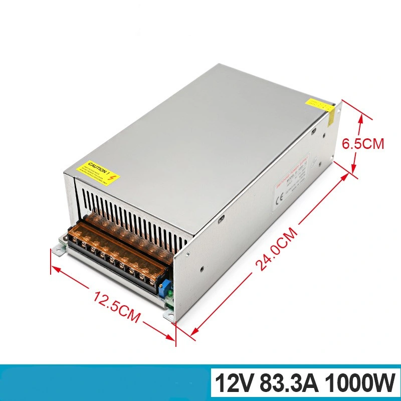 AC 110V/220V to DC 1000W 12V 83.3A High-Power Switching Power Supply with Short Circuit Protection for Industrial Control Equipment