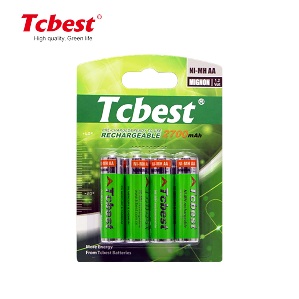 Fabricant de batteries Batterie rechargeable à faible autodécharge 1,2V NiMH Pack de batteries rechargeables AAA 2700mAh Ni-MH AA D C 9V pour souris sans fil.