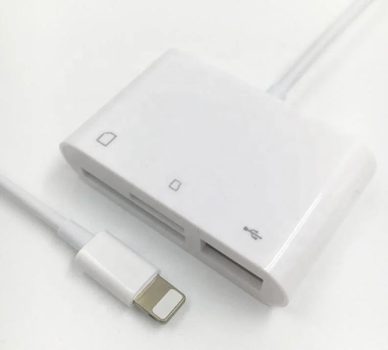 Leitor de cartões Lightning para USB SD TF 3 em 1 Adaptador OTG para Apple Phone11/12/13/iPad/iPod Touch