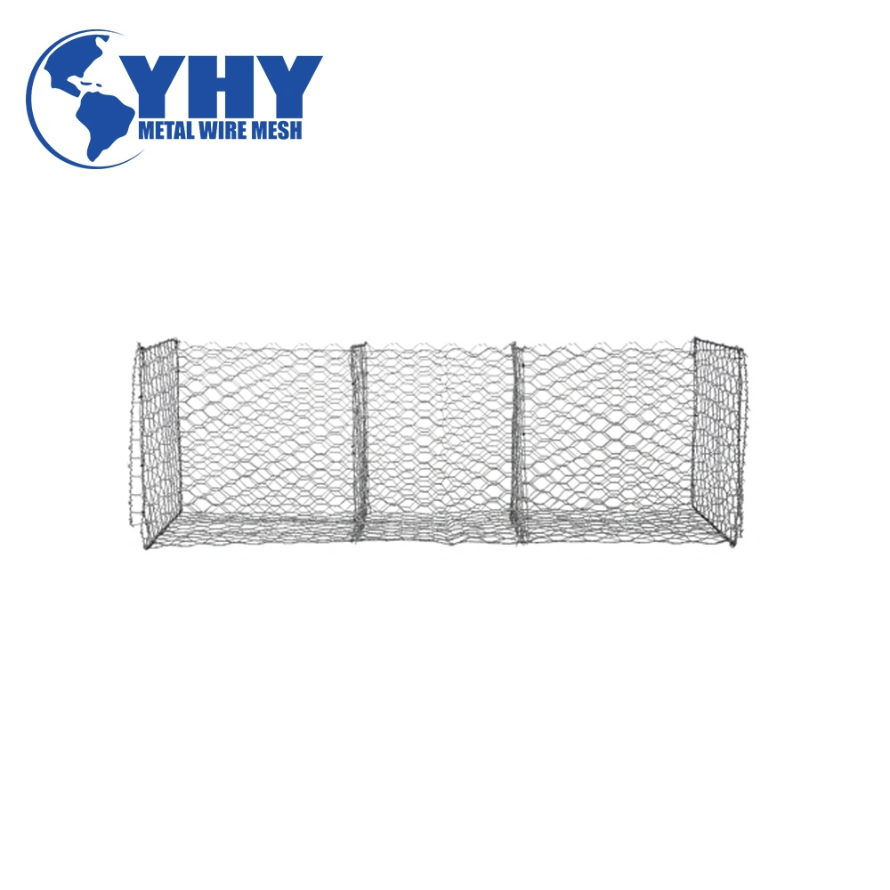 Trenzado de acero galvanizado Gabion Hexagonal malla para canales de ríos