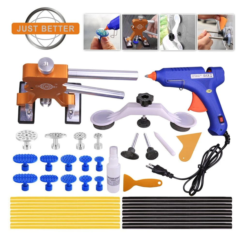 Auto Body Paintless Dent Removal Tools Kit Glue Gun Dent Lifter Bridge Puller Set for Car Hail Damage and Door Dings Repair