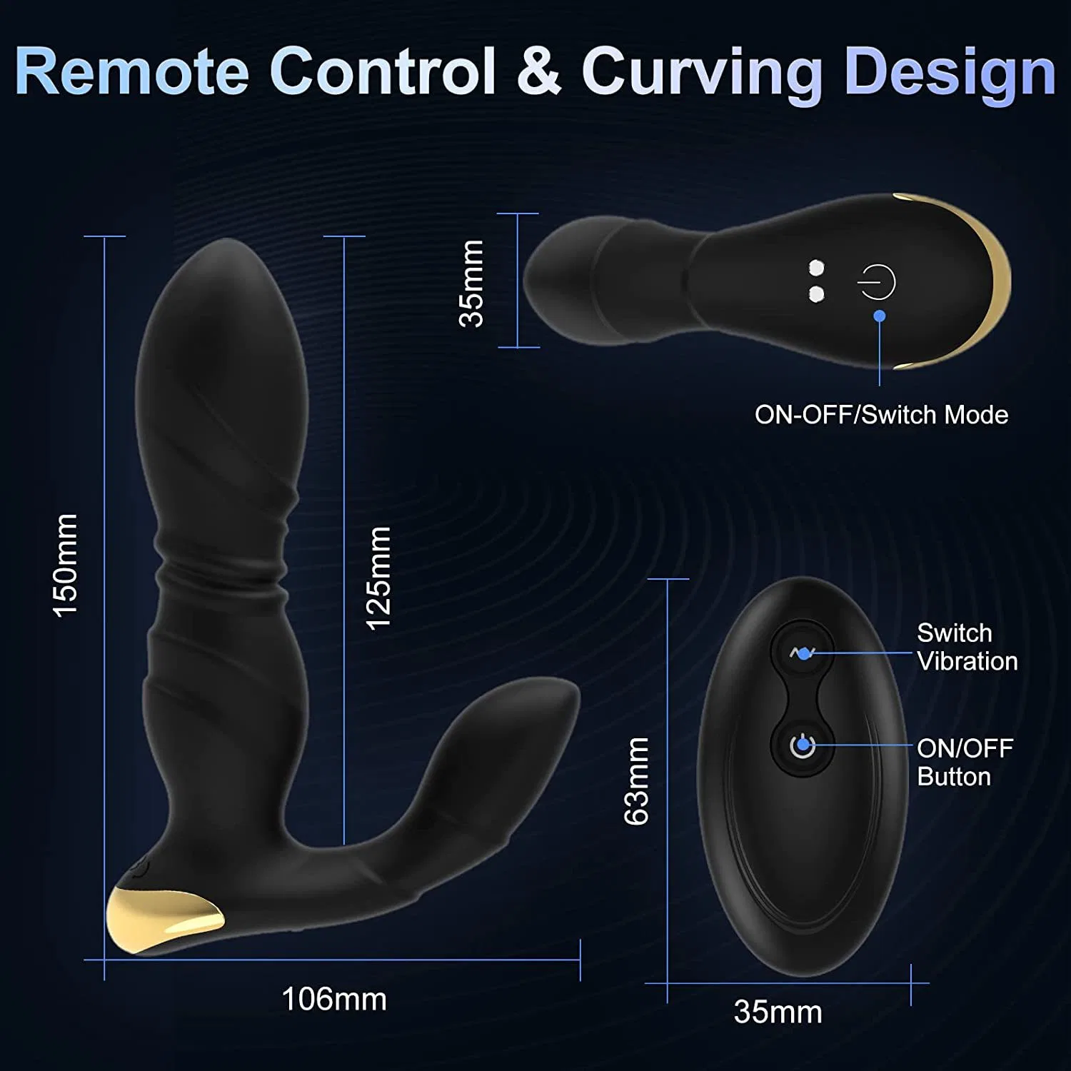 Multi-Function Remote Control Clitors Nipple G-Spot Stimulator Anal Vaginal Thrusting Vibrator Butt Plug Prostate Massager Adult Sex Toys