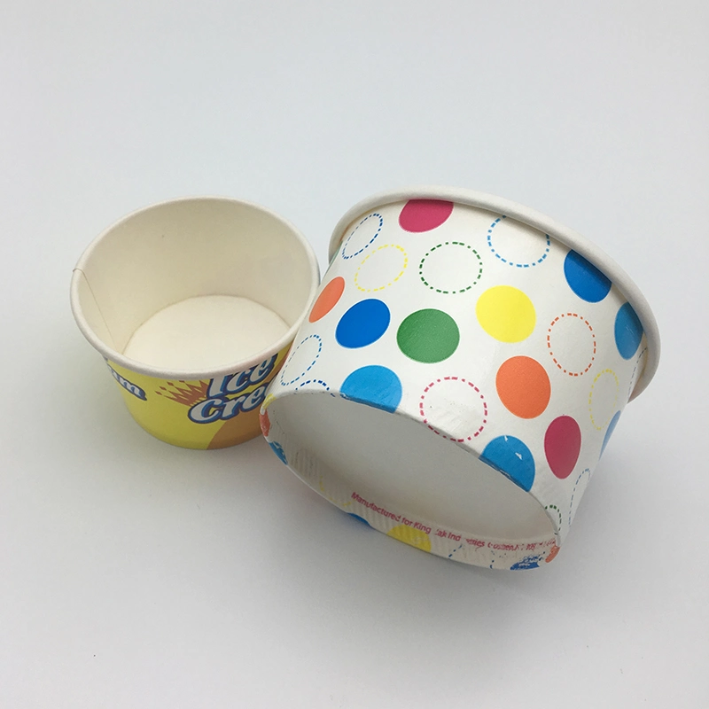 Ice Cream Yogurt Cup with Logo Printed, Disposable Paper Ice Cream Cup with Lid