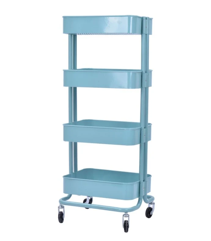 4-Tier Metal Rolling Moving Storage Cart Kitchen Home Trolley