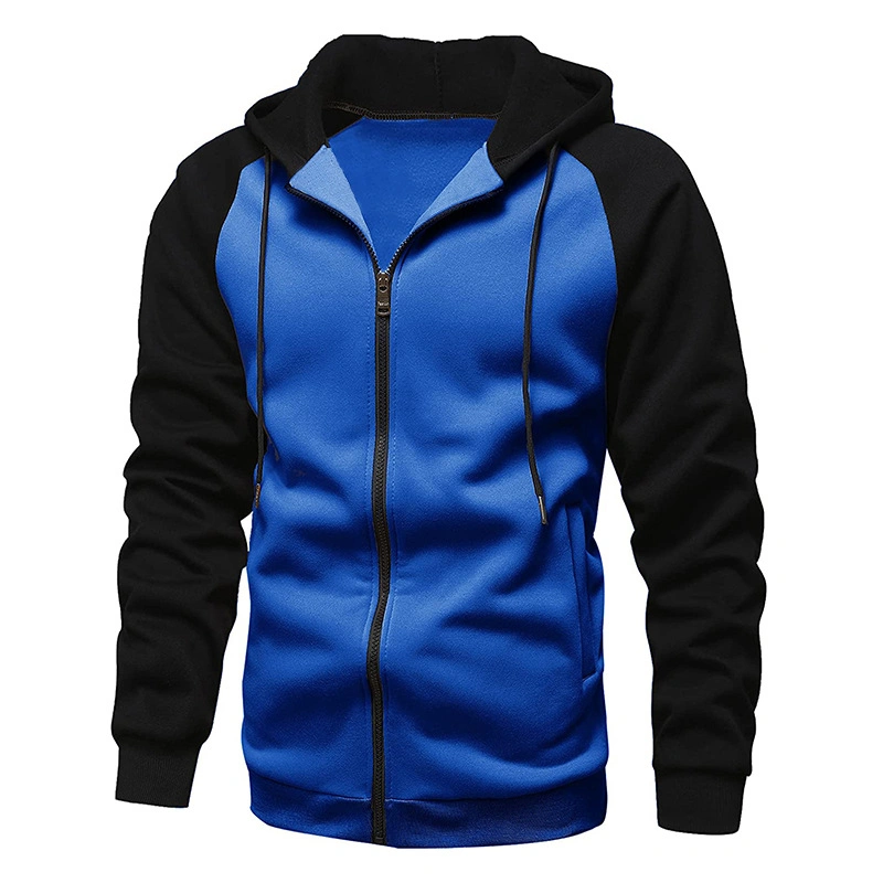 Factory Custom Zipper Hooded Fleece Color Matching Sports Men Cardigan Fleece Hoodies Street Wind Wholesale/Supplier Custom Logo Printed Plain Hoodies