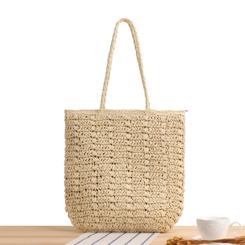 Mini Bolsa de paja, Hand-Woven Rattan Mujer Verano Playa Retro Bolso Bolso de viaje Crossbody bolsa de playa