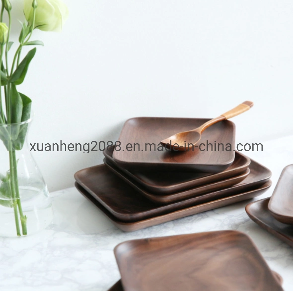 High Grade Rectangle Black Walnut Wooden Plate Tea Tray