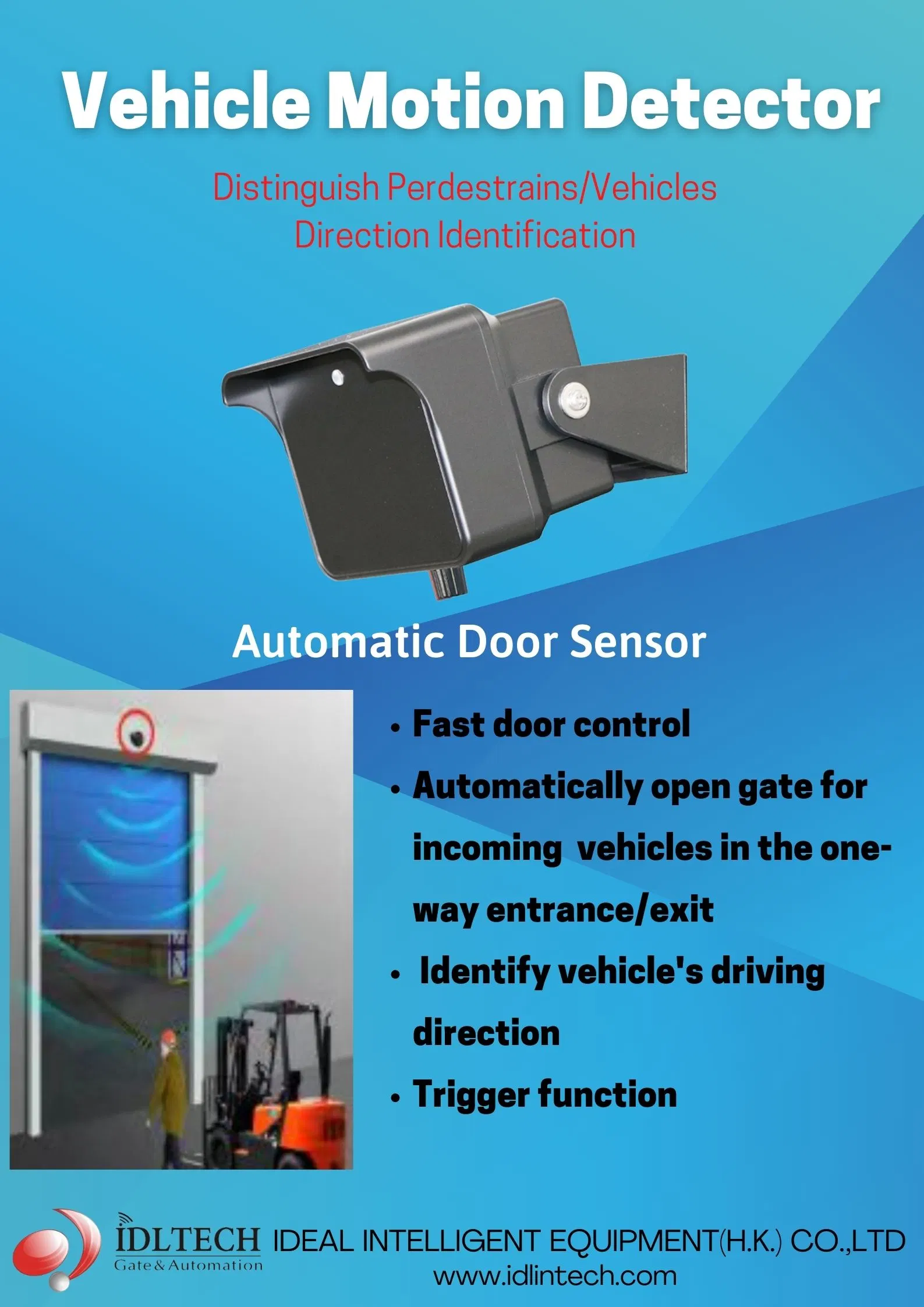 Detector de movimiento del vehículo/sensor de seguridad/detector de radar de microondas/sensores de apertura para puertas industriales 5% de descuento