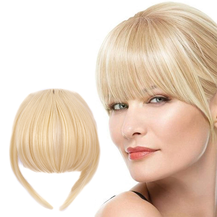 Hot Sale Wholesale/Supplier Silky Straight Front Neat Bangs Synthetic Clip in Hair Fringe Extension Fake Hair Fringe Piece