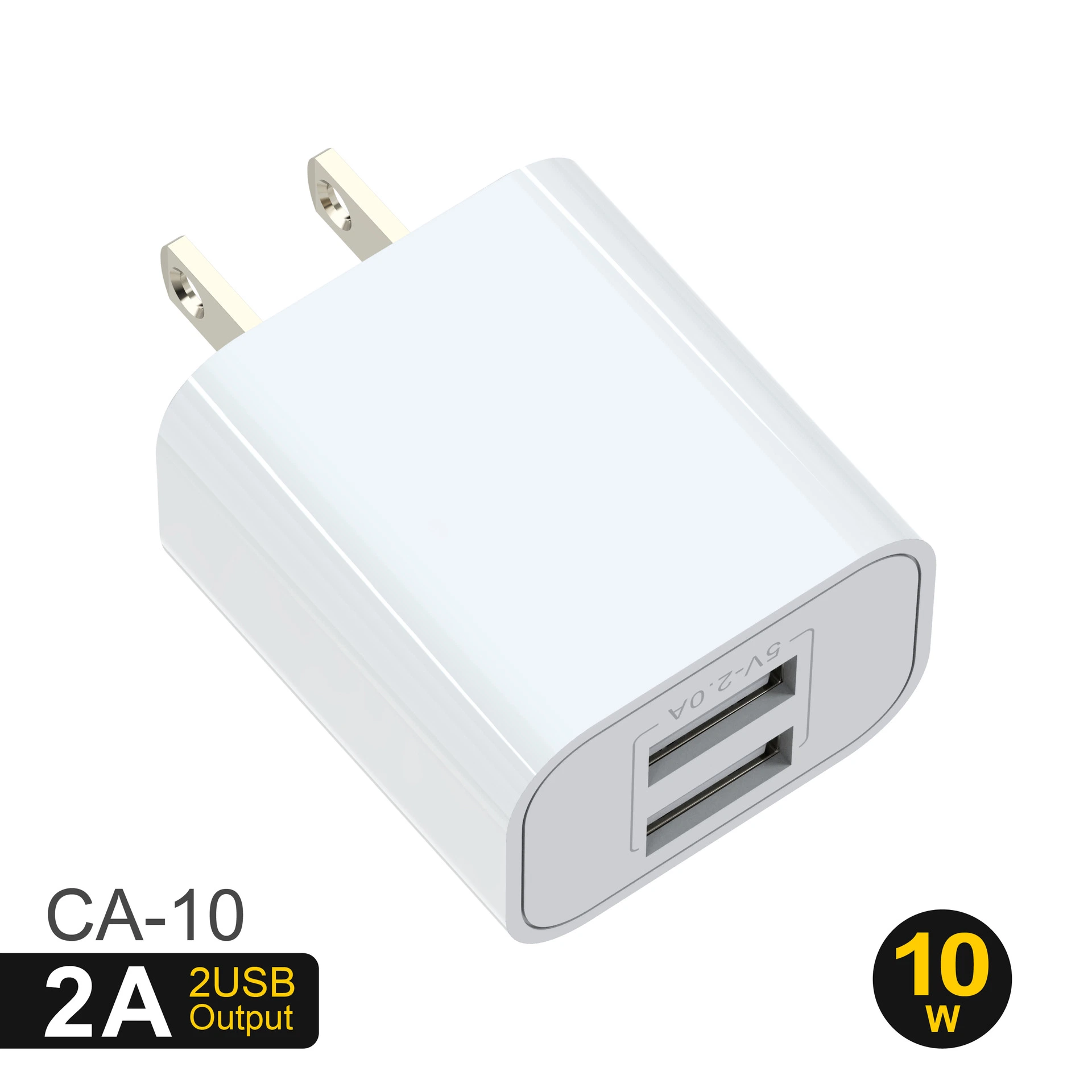 Adaptador de viagem USB duplo 5V2a 10W porta dupla American Standard Carregador de smartphone