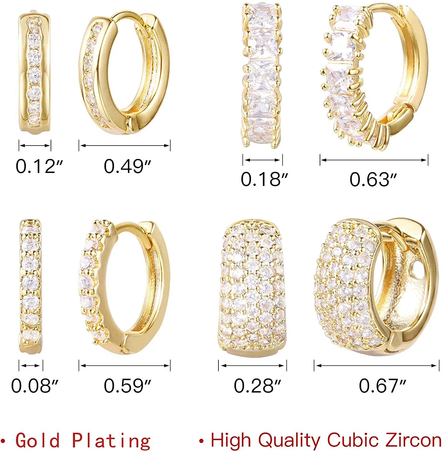 Fashion Dainty High quality/High cost performance  CZ Cuff Huggies Earrings 925 Sterling Silver Pave Diamond Gold Earrings 14K Gold Plated Huggie Hoop Earrings for Women Jewelry