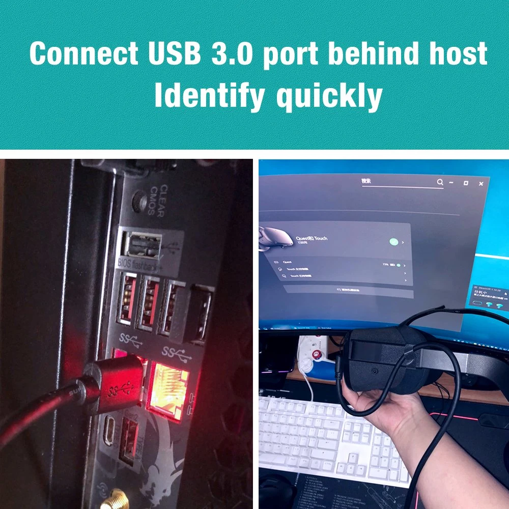 USB 3.0 de 5m tipo C Vr soporte del cable de carga rápida de 3A y 5Gbps de trasferencia de datos de Oculus Link