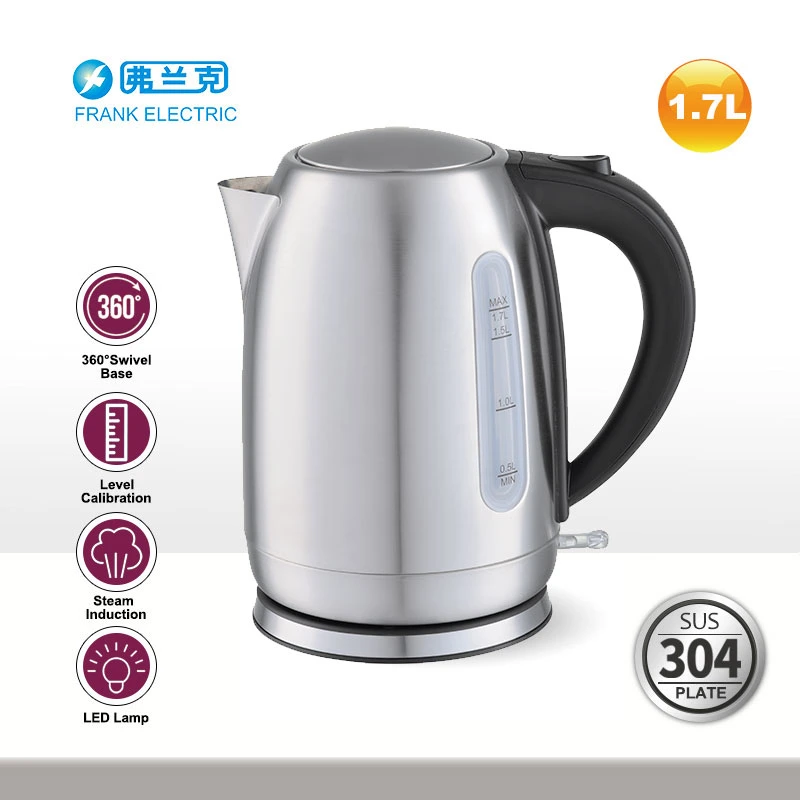 1.7L Cepillo de acero inoxidable 304SUS hervidor de agua eléctrica