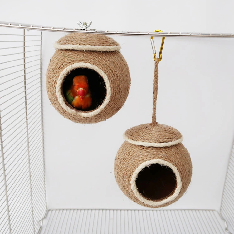 Woven Twine Nest Parrot Coconut Shell Nest Hand Pet House Bird Nest