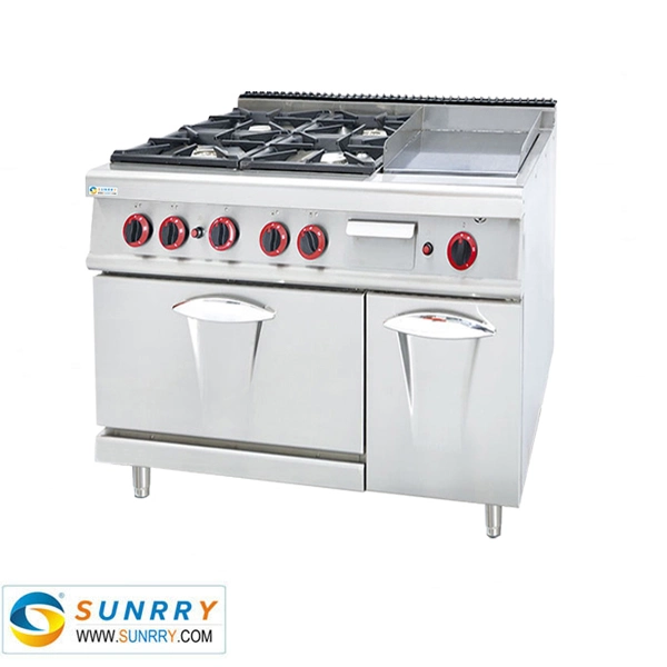 4-Burner Stove Range Gas Griddle Gas Oven for Bakery Oven