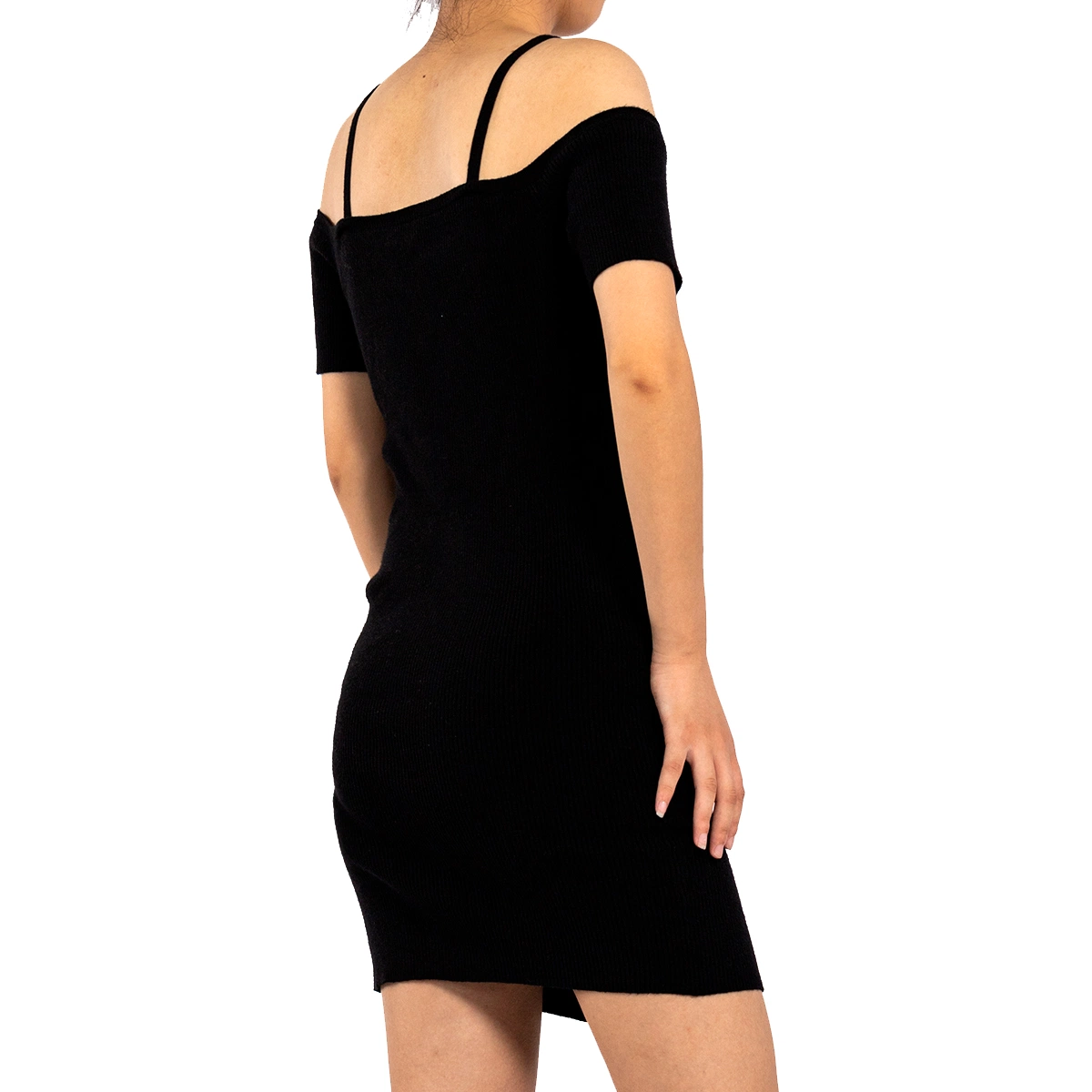 Women Summer Black French Hollow out Strapless Halter Sexy Dresses