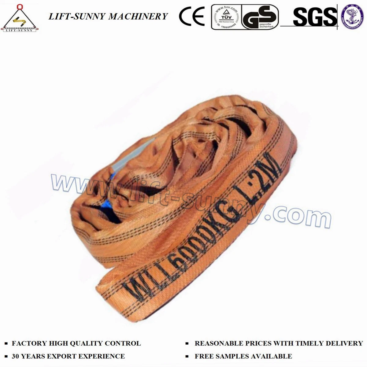 En1492-2 6ton Polyester Webbing Soft Round Sling for Lifting Sling