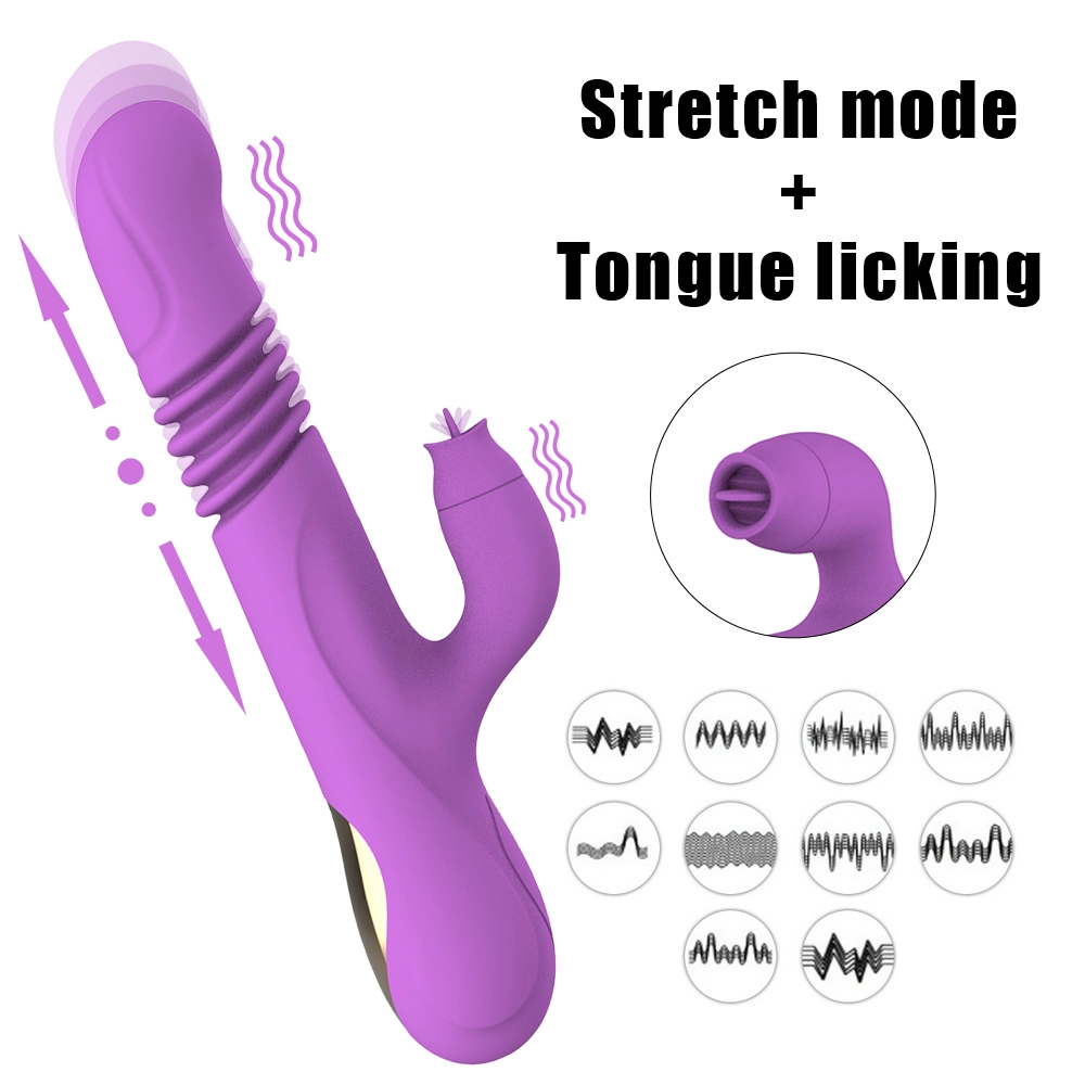 Powerful 7 Speeds Adult Vibes Clitoris Stimulation Telescopic Rabbit Sucking Vibrator Heating Masturbation Dildo for Woman