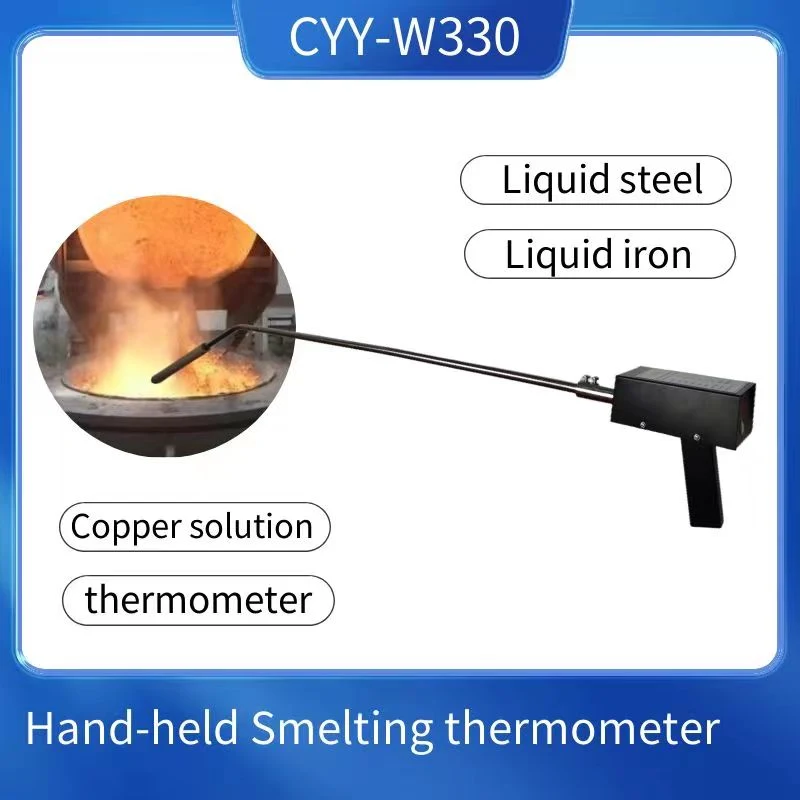 Hand-Held Smelting Molten Steel Molten Iron Liquid Copper Thermometer with Thermocouple for Contact Liquid Metal Casting Smelting Temperature Measuring