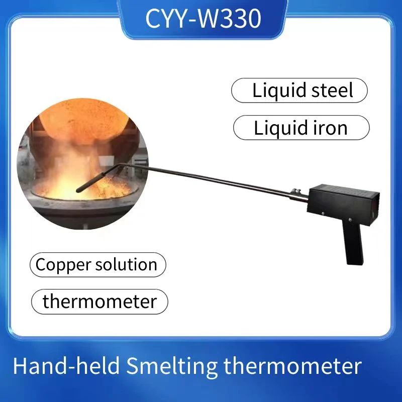 مصهر يدوي مصهر مصهر مصهر من الفولاذ مصهر مقياس حرارة نحاسي سائل من الحديد مع قياس درجة حرارة صهر صهر المعادن السائلة بواسطة المزدوجة الحرارية
