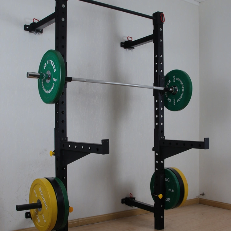 Artículos deportivos Equipo de gimnasio plegado Squat Rack montado en la pared para Fitness Formación