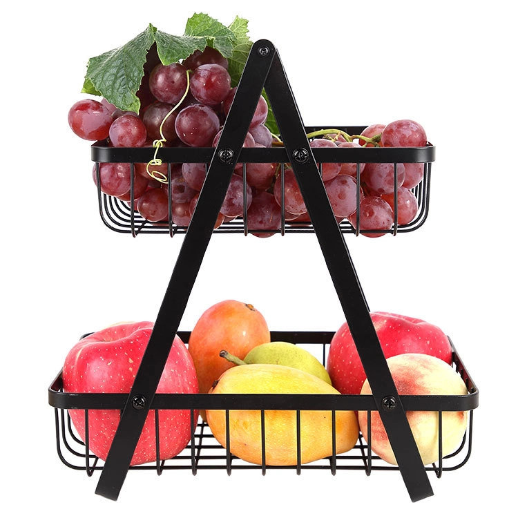 Commerce de gros fer multifonction stockage portable de pliage de vidange Fruits Panier pour cuisine chambre hotel