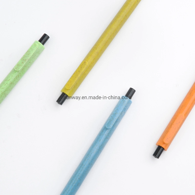 Pen Wholesale/Supplierr Customized Logo Printed Gift Triangular Wheat Plastic Pen