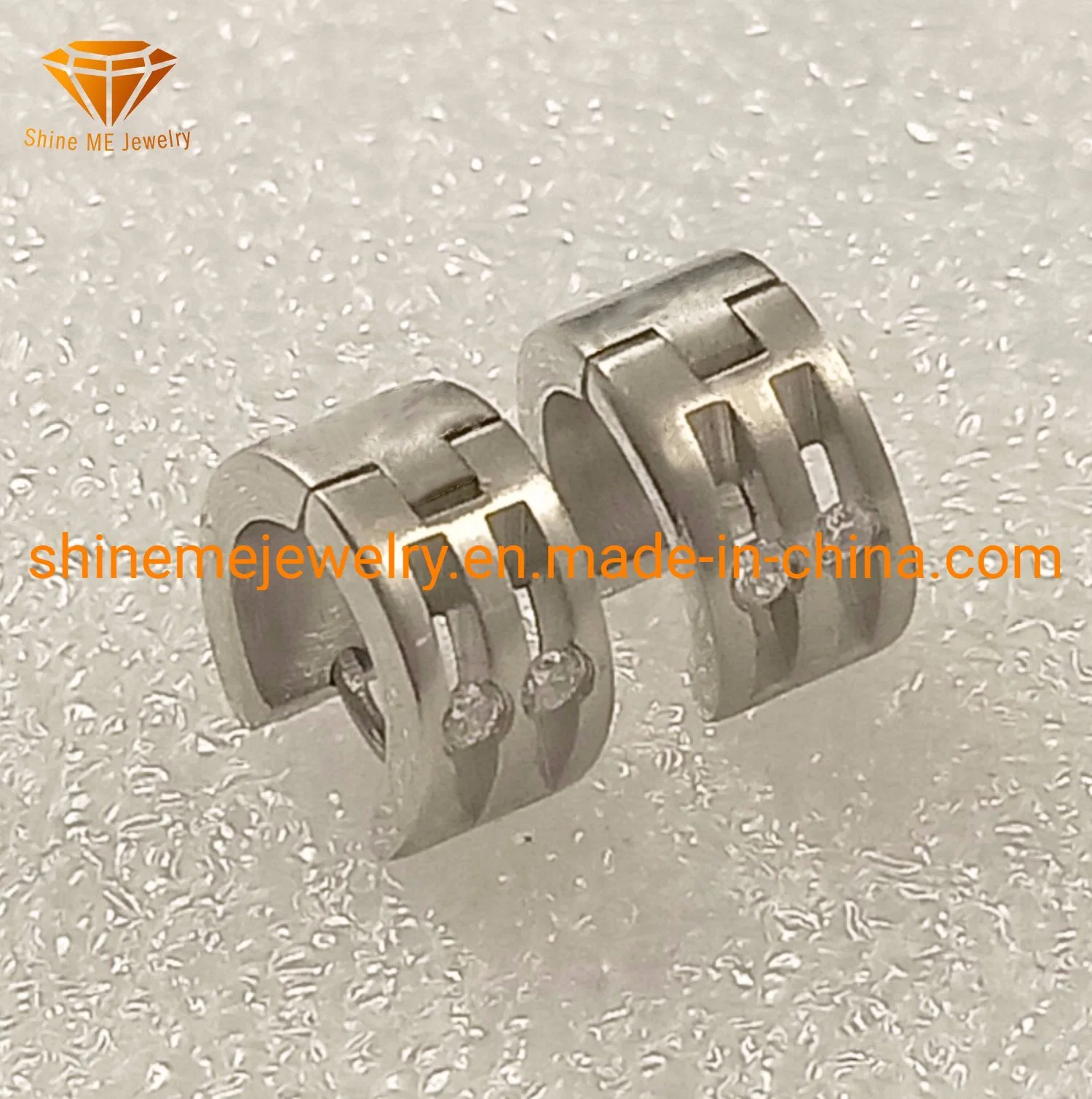 High Quality 316L Stainless Steel Rings Wire Cut with Stones Stainelss Steel Earrings Er1937