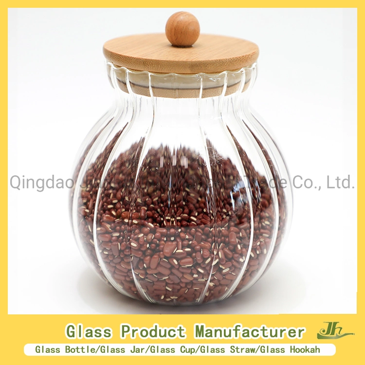 1600ml 53oz Dry Food /Fruit/Wheat Glass Container with Metal Lid